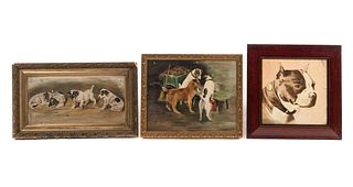 3 Early Paintings Of Dogs
