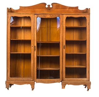 3 Door Oak Victorian Bookcase
