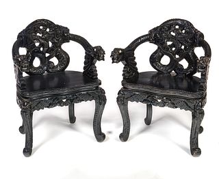 Pair of Japanese Dragon Arms Chairs