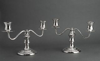 Sterling Silver Two Light Candelabra, Pair