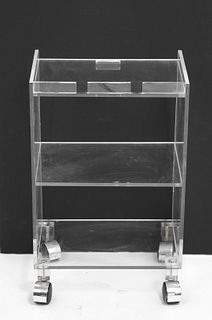Modern Three Tier Lucite Rolling Stand