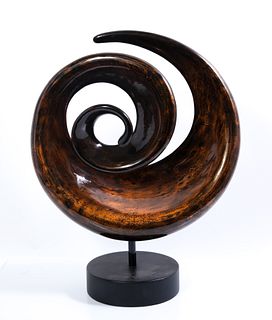 Modern Lacquered Spiral Sculpture on Stand