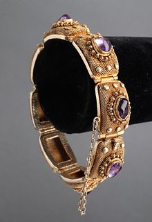 Persian Silver & Gold Plated Amethyst Bracelet