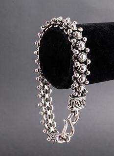 Vintage Persian Ornate Silver Link Bracelet
