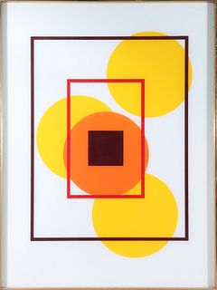 Modern Geometric Abstract Print Behind Glass
