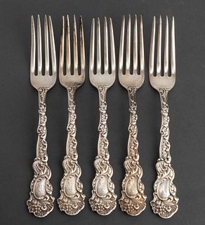 Gorham Sterling Marie Antoinette Pattern Forks, 5