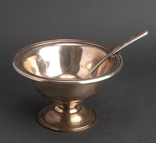 Art Deco Sterling Silver Footed Bowl & Spoon, 2