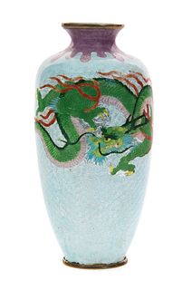Japanese Cloisonné Ginbari Dragon Foil Vase