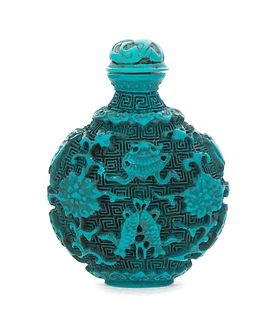 Chinese Turquoise Carved Snuff Bottle