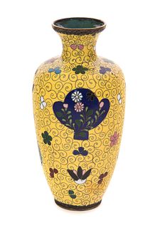 Chinese Yellow Cloisonné Vase