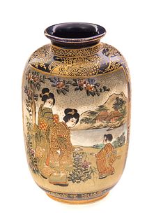 Japanese Gosu Blue Satsuma Vase