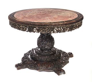 Ornate Chinese Bat Zodiac Hardwood Table