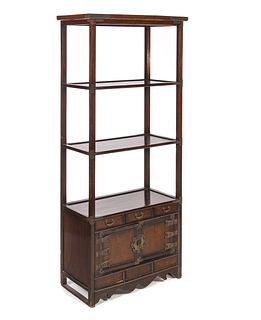 Oriental Rosewood Shelf with Brass Mounted Cabinet Base