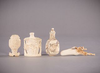 4 Carved Ivory Snuff Bottles