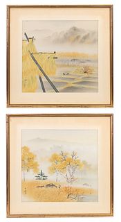2 Artist Signed Japanese Watercolor's on Silk