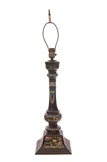 Japanese Champlevé Cloisonné Enamel Bronze Lamp