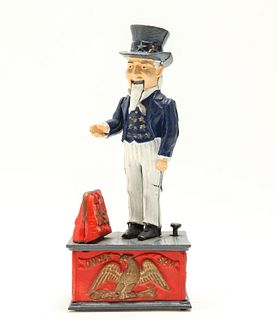 Uncle Sam Cast Iron Mechanical Coin Bank