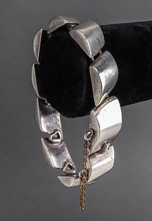 Mid-Century Modern Silver Link Bracelet