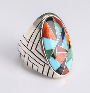 Carolyn Pollack Silver Colored Stone Inlay Ring