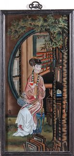 Chinese Reverse Glass Painting of Geisha