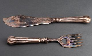 French Silver Plate Fish Serving Set, 2