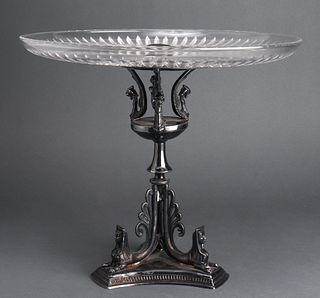 Empire Manner Patinated & Glass Tazza Centerpiece