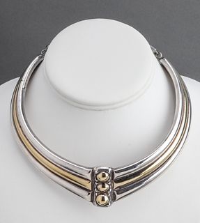 Silver & Gold-Tone Torque Choker Necklace