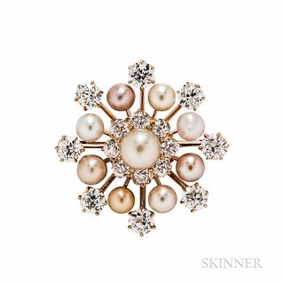 Antique Gold, Pearl, and Diamond Pendant/Brooch