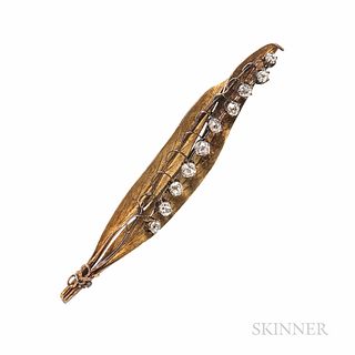 Antique 14kt Gold and Diamond Brooch