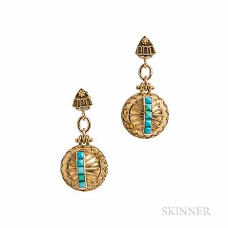 Gold and Turquoise Earrings