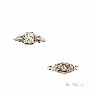 Two Art Deco Diamond Rings