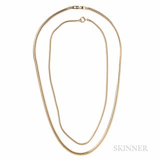 Two 14kt Gold Snake Chains