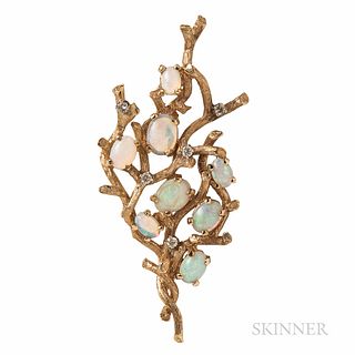 14kt Gold and Opal Brooch