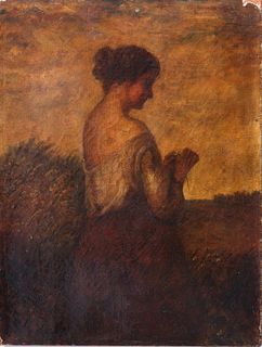 Continental School Portrait of Woman Oil on Canvas