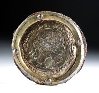 Roman Gilded Silver / Iron Medallion - Aristocratic Man