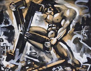 Otto Plaug WWII Nazi Surrealist Ink Painting