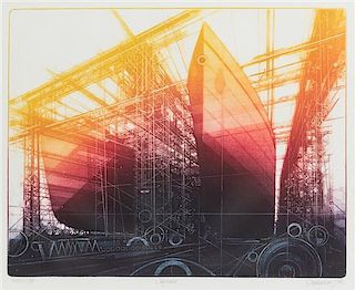 Donald Stoltenberg, (American, b. 1927), Shipyard, Version II, 1982