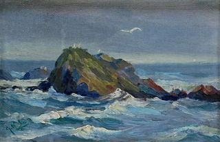 Diminutive Impressionist Coastal Seascape Painting