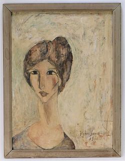 I. Sankowsky Modigliani Style Portrait Painting
