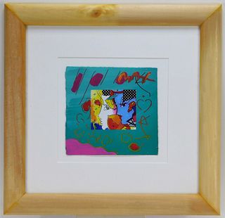 Peter Max Pop Expressionist Mixed Media Painting