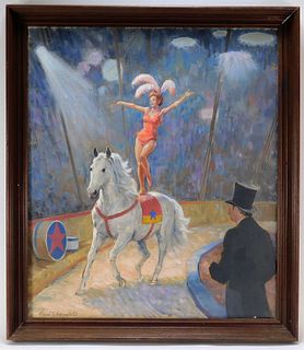 Alfred Vetrimole Circus Performers O/C Painting