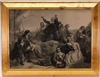 Charles Lucy Pilgrim Fathers Historical Etching