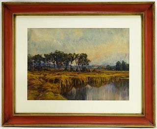 Hezekiah Dyer Rhode Island Landscape WC Painting