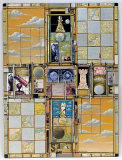 Roderick Slater Map Collage Mixed Media Painting