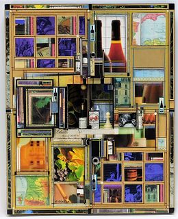 Roderick Slater Wine Collage Mixed Media Painting