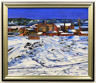 Roger Pontbriand Modern Winter City Painting