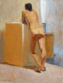 Impressionist Bareback Nude Figure Painting