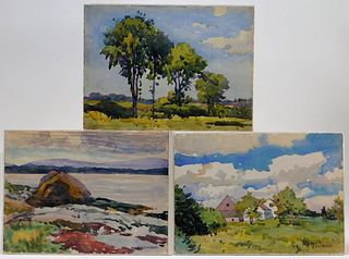 3 Charles Henry Richert Landscape WC Paintings