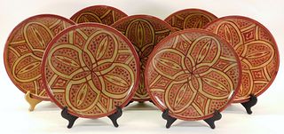 7 Persian Iznik Tin Glazed Earthenware Plates