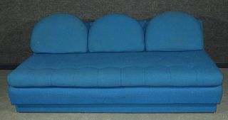 1960's MCM Blue Modern Upholstered Couch Sofa